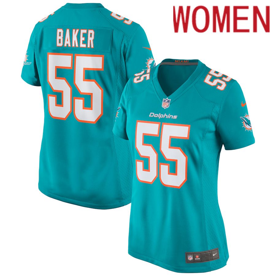 Women Miami Dolphins 55 Jerome Baker Nike Green Game NFL Jersey